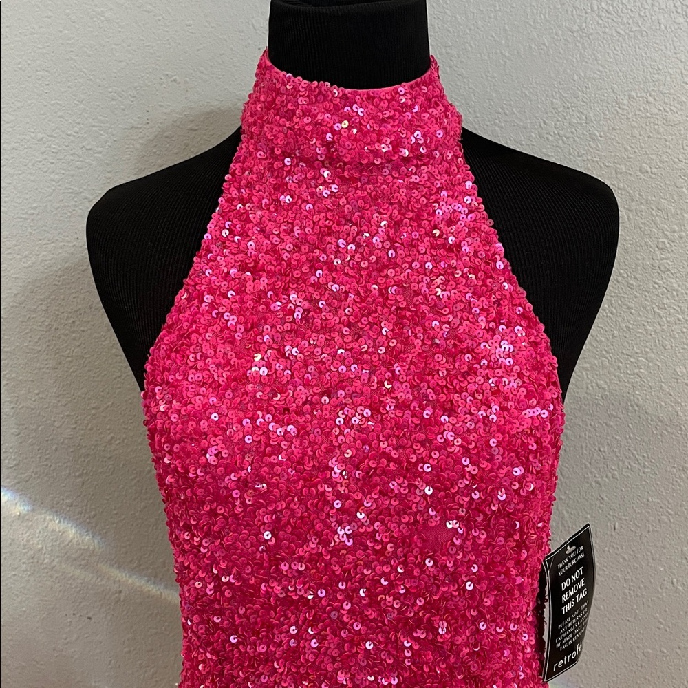 Retrofete OLIVIA SEQUIN MINI DRESS Sunset pink S - Picture 7 of 17